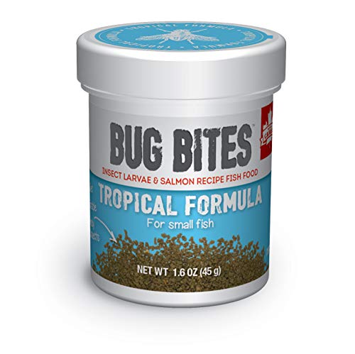 Fluval Bug Bites Тропическа рибна храна, малки гранули за малки и средни риби, 1,59 унции, A6577